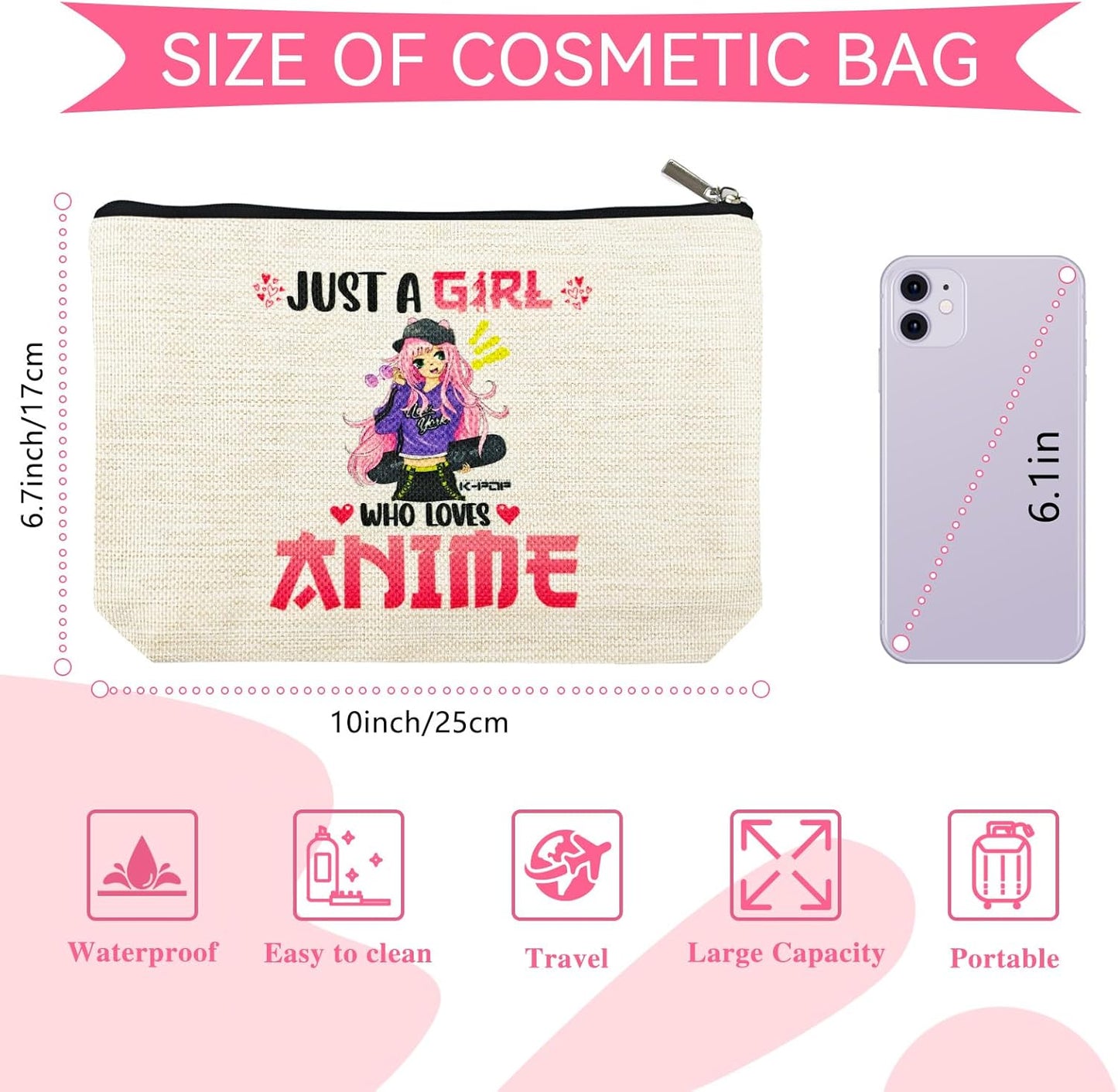 Anime Lover Gifts for Women Girls, Anime Birthday Decorations for Sister, Anime Merch Makeup Bags, Anime Party Favors for Christmas, Anime Accessories Travel Cosmetic Pouch, Anime Stuff